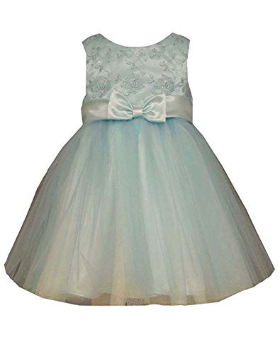 Baby Girls Bow Front Floral Embroidered To Tulle Ballerina Dress | Amazon (US)