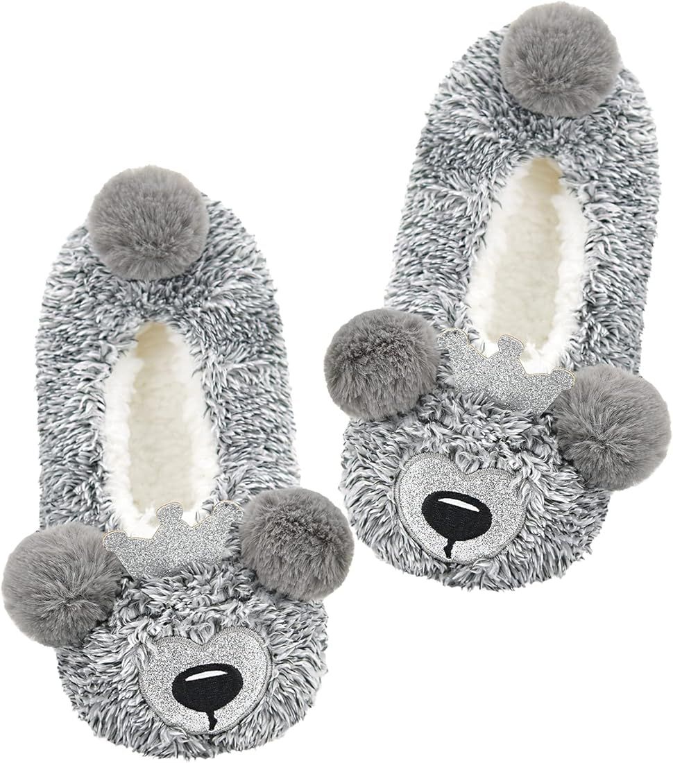 Panda Bros Womens Cozy&Warm Animal Slipper Socks with Grippers-House Socks | Amazon (US)