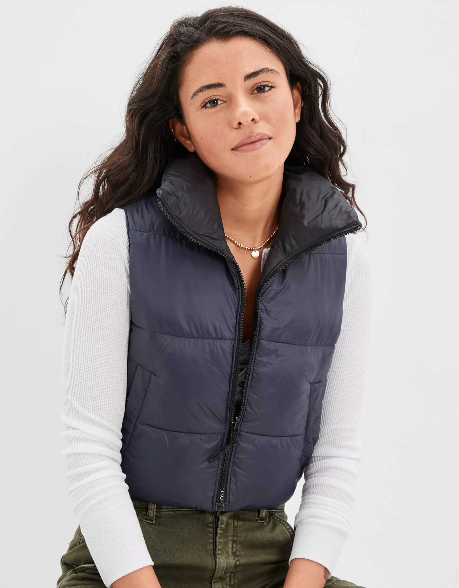 AE Cropped Reversible Puffer Vest | American Eagle Outfitters (US & CA)