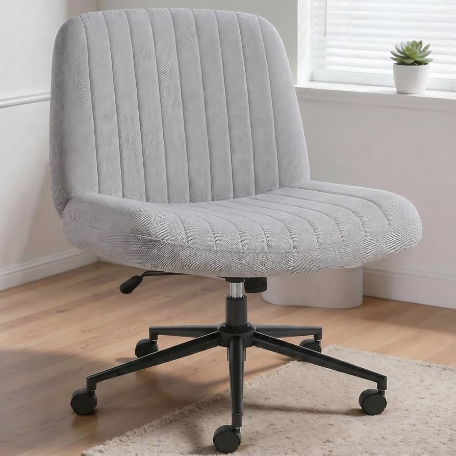 Shintenchi Criss Cross Chair,Cross Legged Office Seat with Wheels Armless Swivel Vanity Chair,Hei... | Amazon (US)