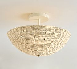 Montauk Wood Bead Round Flush Mount (24") | Pottery Barn (US)