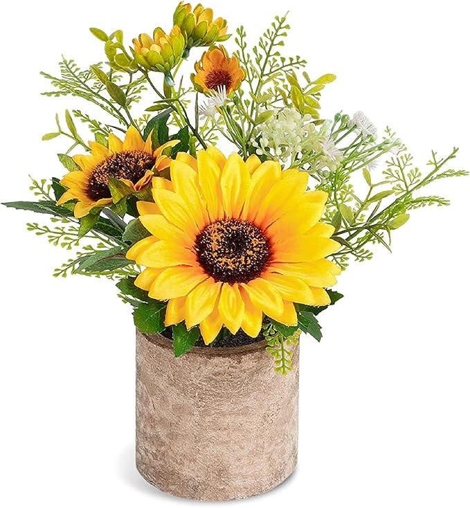 COCOBOO Sunflower Artificial Flowers Pot, Sunflower Decor, Yellow Fake Flower in Pots, for Home B... | Amazon (US)