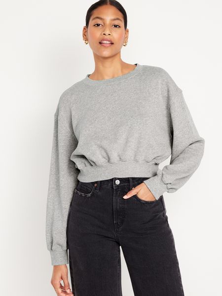 Oversized Crop Fleece Sweatshirt | Old Navy (US)