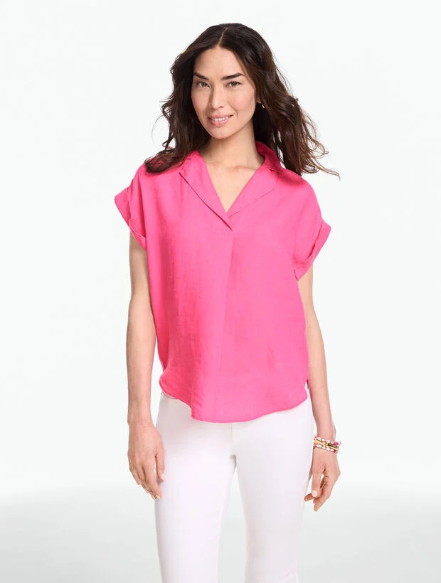 Extended Shoulder Linen Popover | Talbots