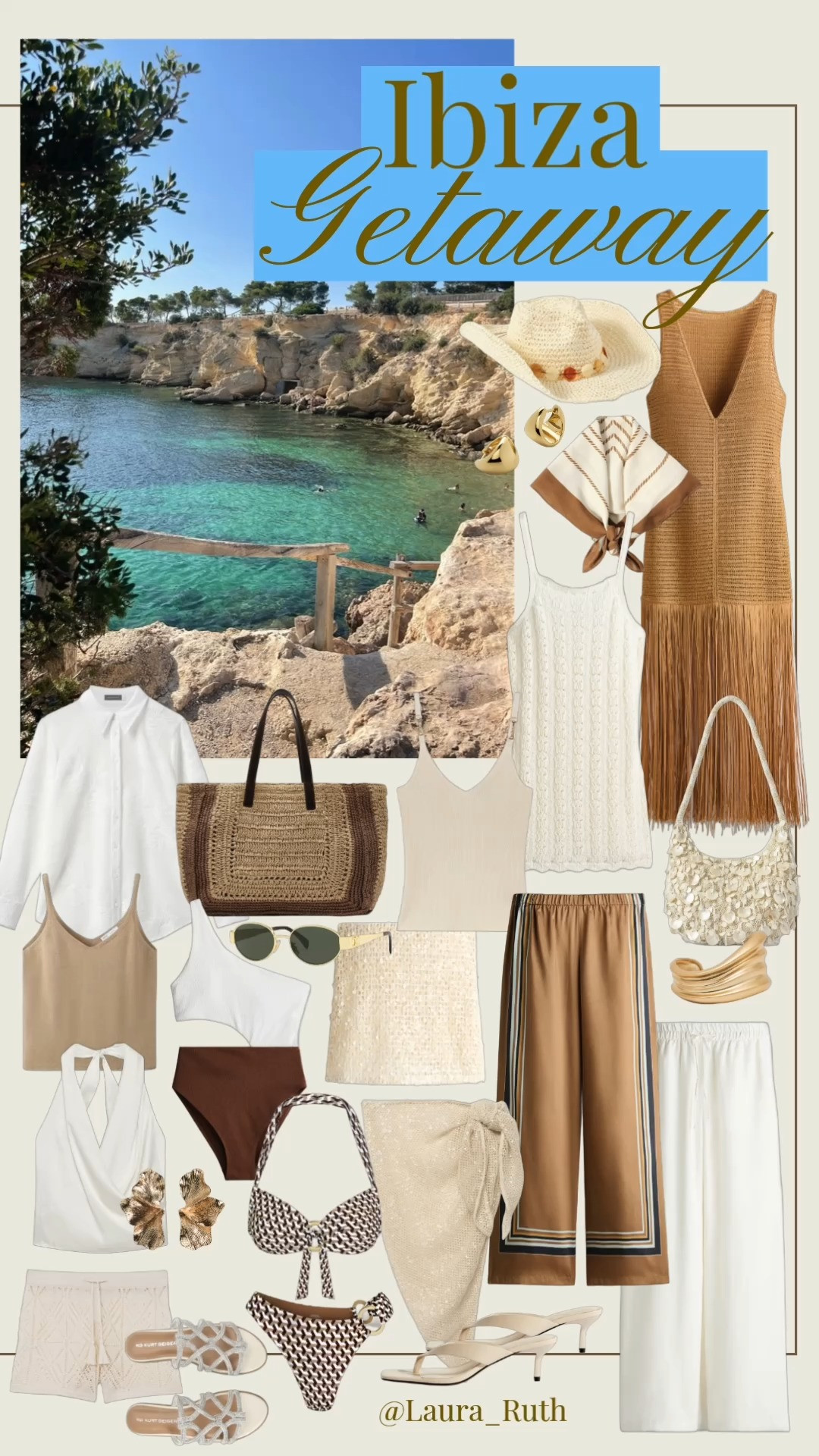 IBIZA CAPSULE WARDROBE 🌅✨Think airy linen separates, crochet textures, raffia accessories, elevated swimwear, sun-bleached neutrals, and effortless resort pieces you can mix and match all vacation long. Perfect for Ibiza vacations, European summer trips, beach clubs, yacht days, coastal strolls, poolside lunches, island hopping, and sunset dinners by the sea. summer dresses, summer outfits, vacation outfits beach, travel outfits 

 #LTKuk #LTKsummer #LTKtravel