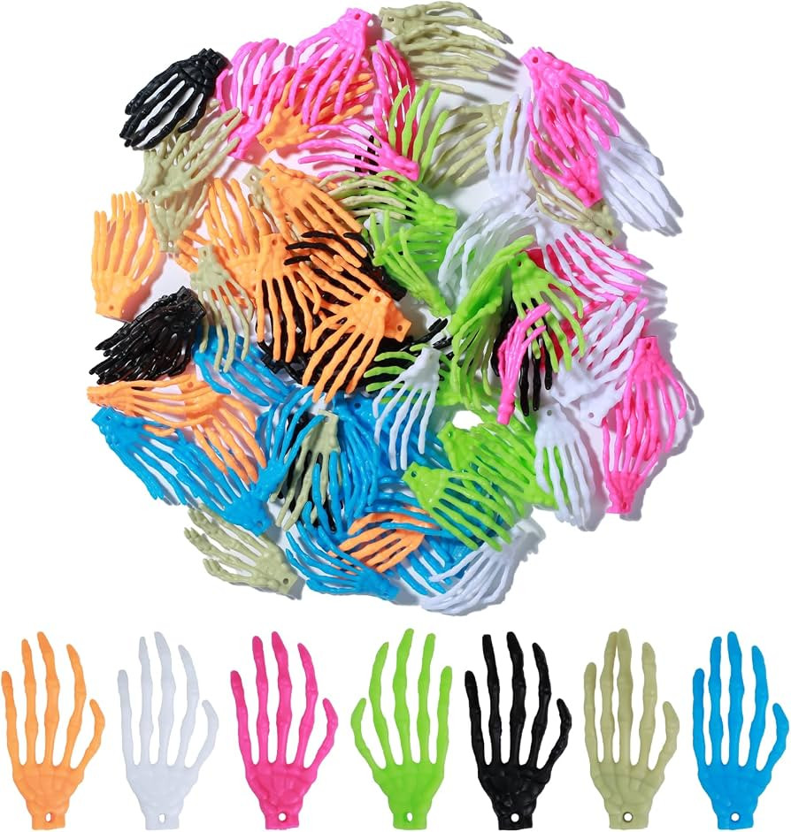 84 Pcs 1.7 Inch Mini Skeleton Hand for Halloween Decor, Miniature Hand Bone Figurine for Craft Ha... | Amazon (US)
