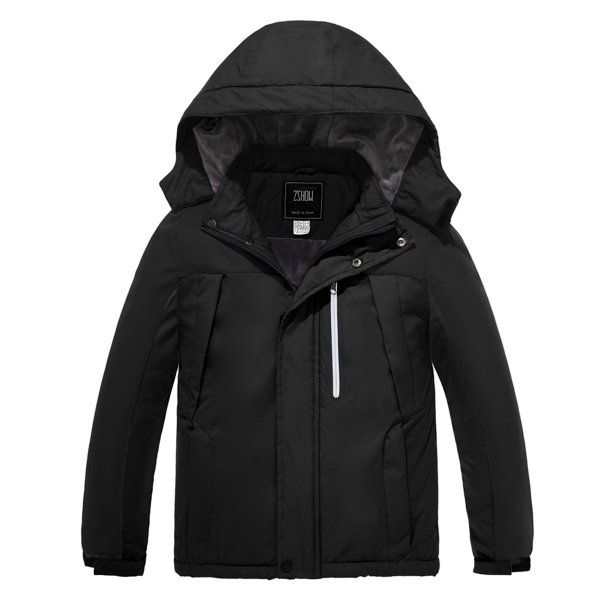 ZSHOW Boy's Waterproof Ski Jacket Windproof Thick Hooded Winter Parka Coat(Black,14-16) | Walmart (US)