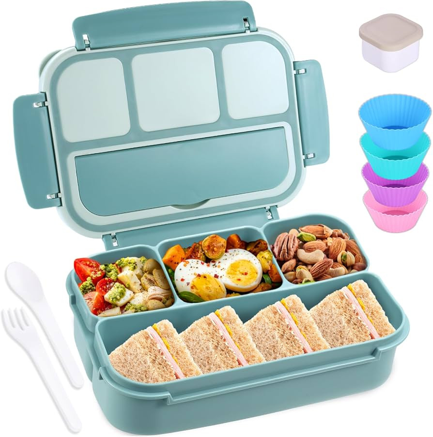 shell and turtle Bento Box Adult Lunch Box, Lunch Containers for Kids Girls Boys with 4 Compartme... | Amazon (US)