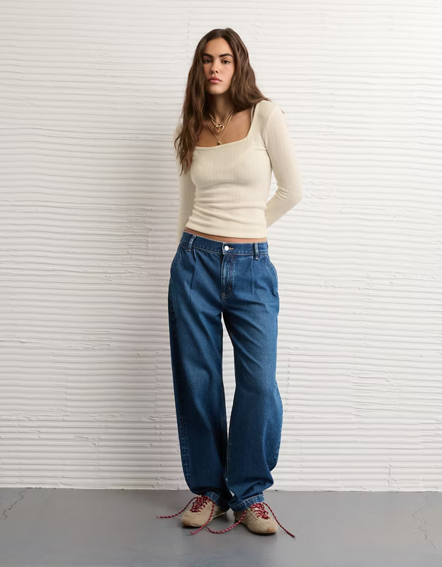 AE Long Sleeve Square Neck T-Shirt | American Eagle Outfitters (US & CA)