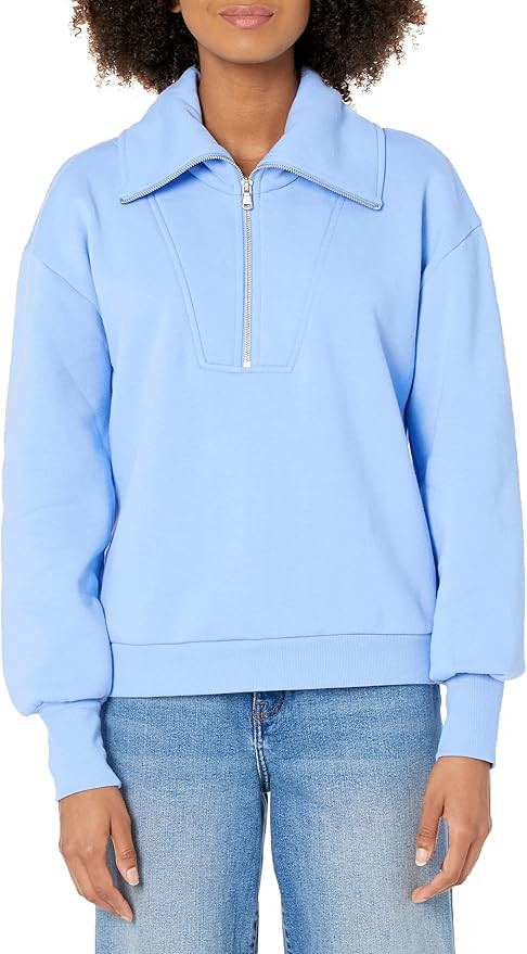 Amazon.com: The Drop Women's Hayley Half Zip Fleece Sweatshirt, Whisper White, XS : Clothing, Sho... | Amazon (US)