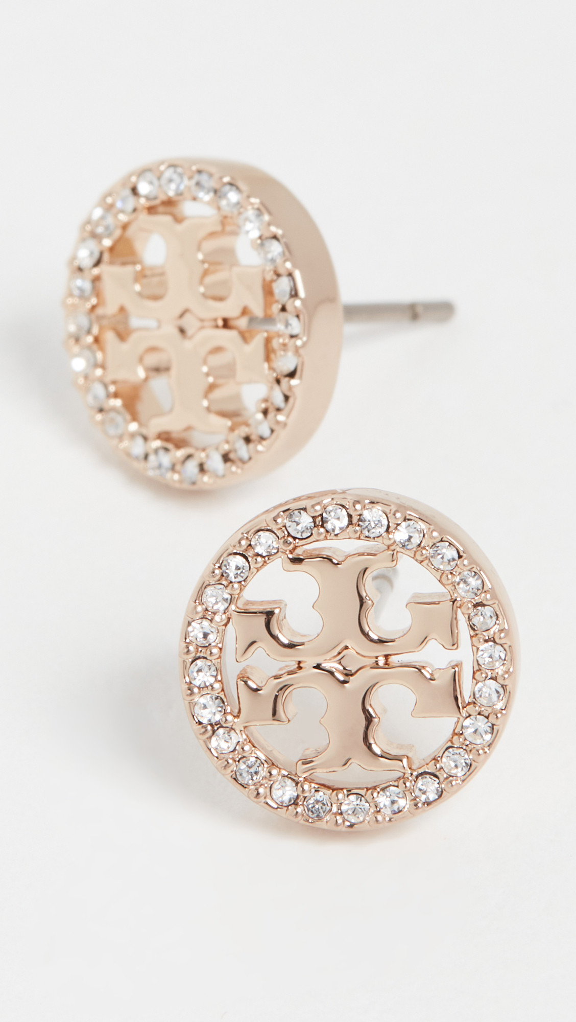 Tory Burch Miller Pave Stud Earrings Tory Gold/Crystal One Size | Shopbop
