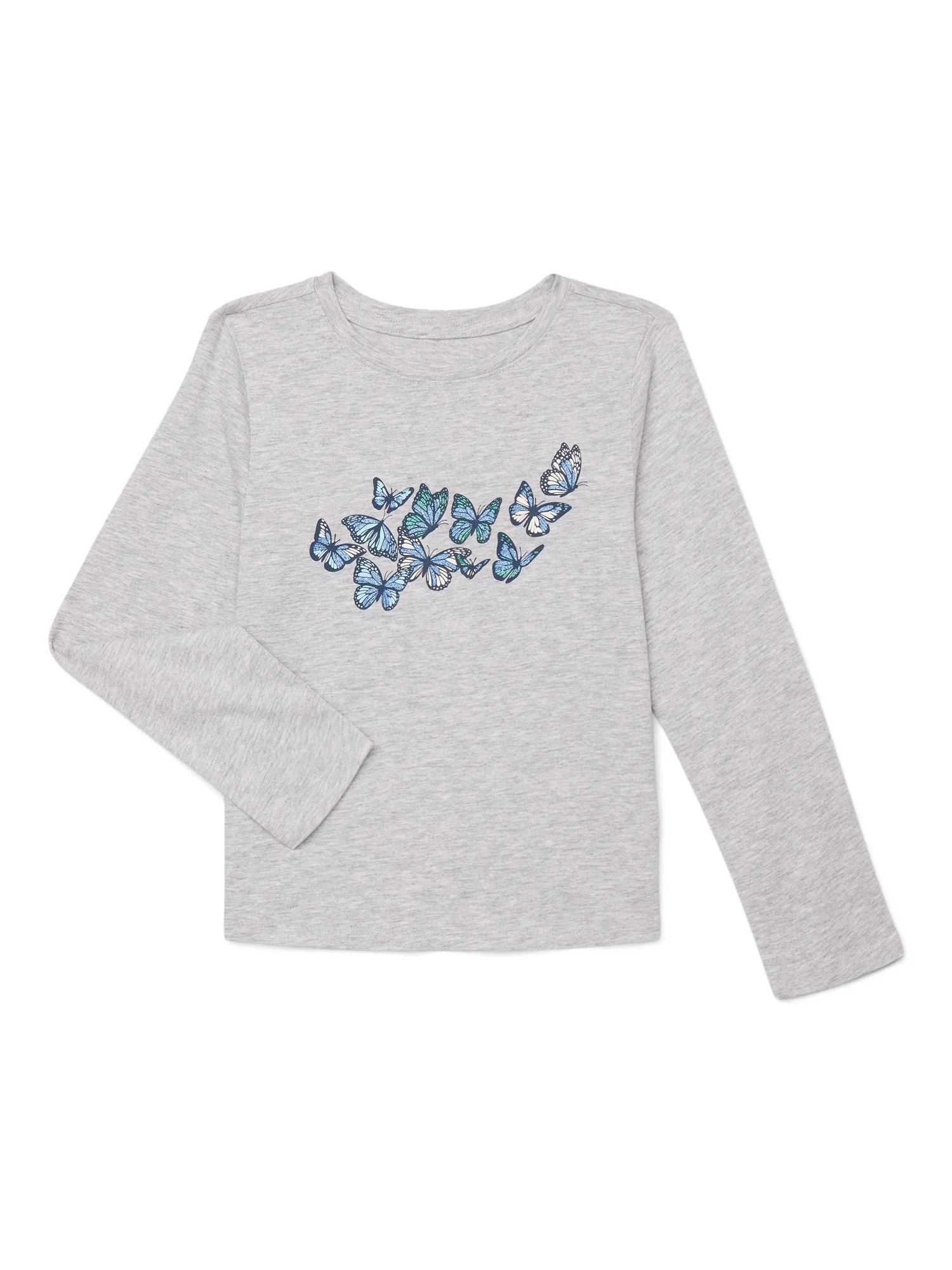 Wonder Nation Girls Embellished Tee with Long Sleeves, Sizes 4-18 & Plus | Walmart (US)