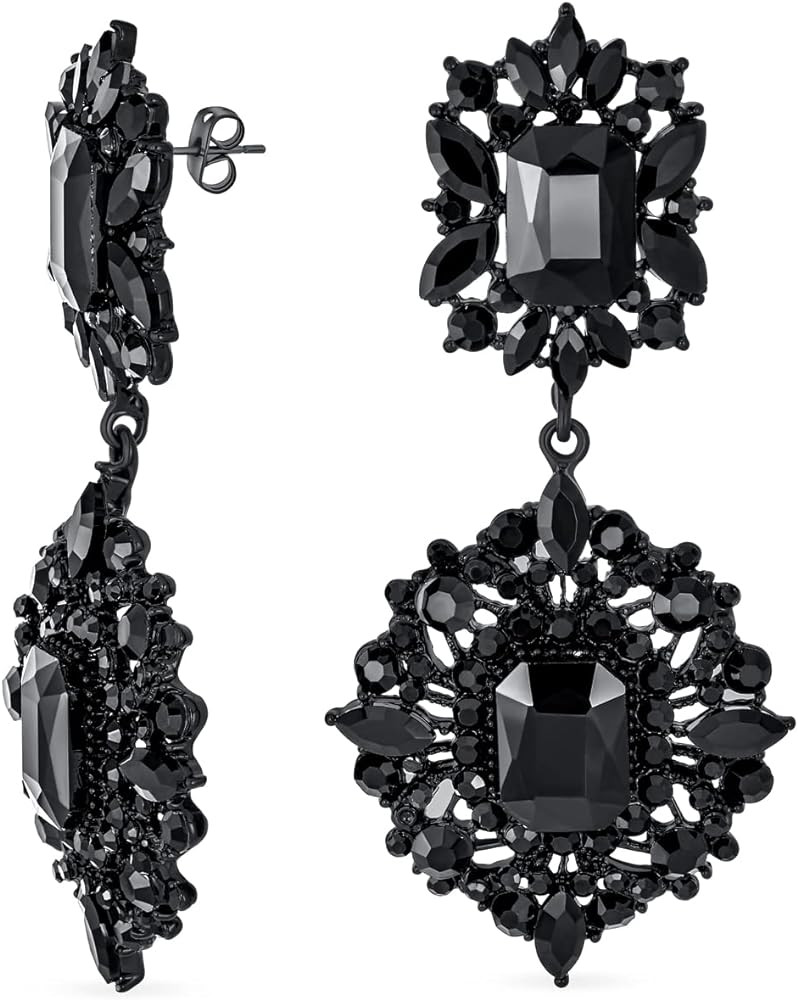 Big Crystal Wedding Art Deco Vintage Style Gatsby Simulated Gemstones Statement Chandelier Dangle... | Amazon (US)