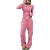 CHYRII Womens Two Piece Sets Fall Fashion Striped Long Sleeve Tops Wide Leg Palazzo Pants Outfits... | Amazon (US)