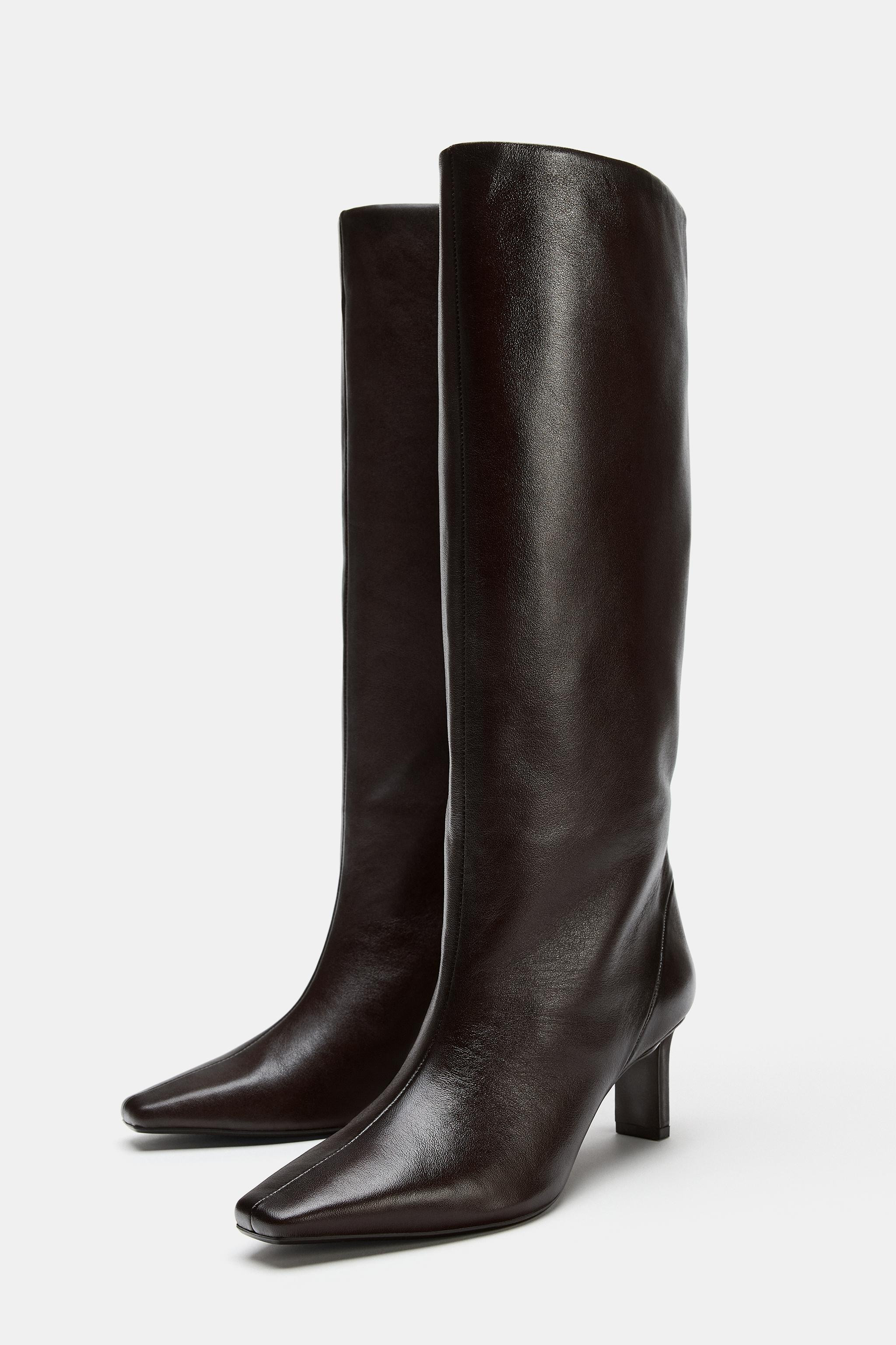 LEATHER HEELED BOOTS | Zara US