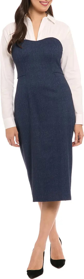 Long Sleeve Twofer Denim Sheath Dress | Nordstrom Rack
