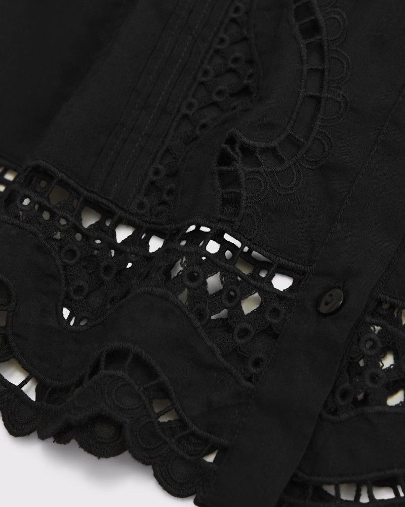 Women's Long-Sleeve Eyelet Lace-Trim Top | Women's New Arrivals | Abercrombie.com | Abercrombie & Fitch (US)