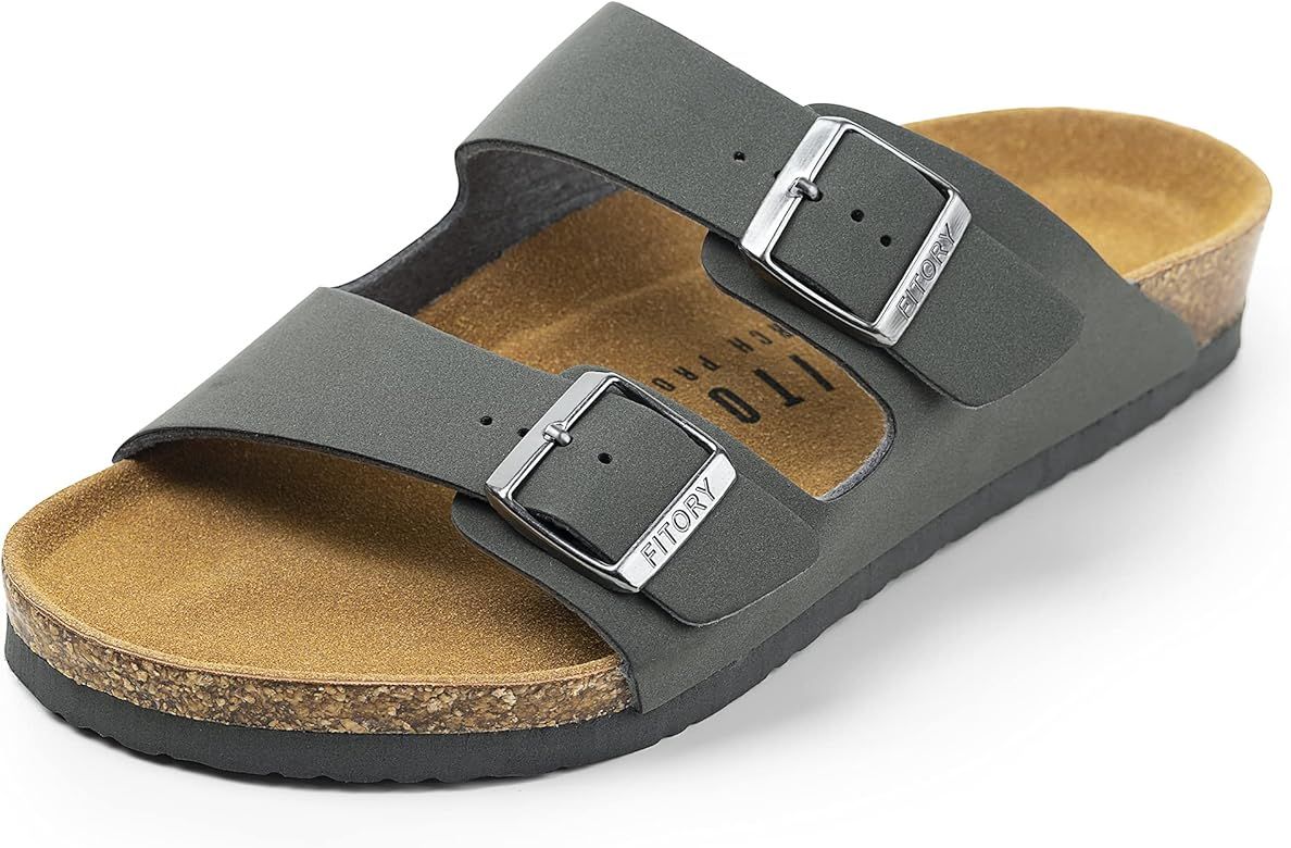 FITORY Mens Sandals, Arch Support Slides with Adjustable Buckle Straps and Cork Footbed Size 7-13 | Amazon (US)