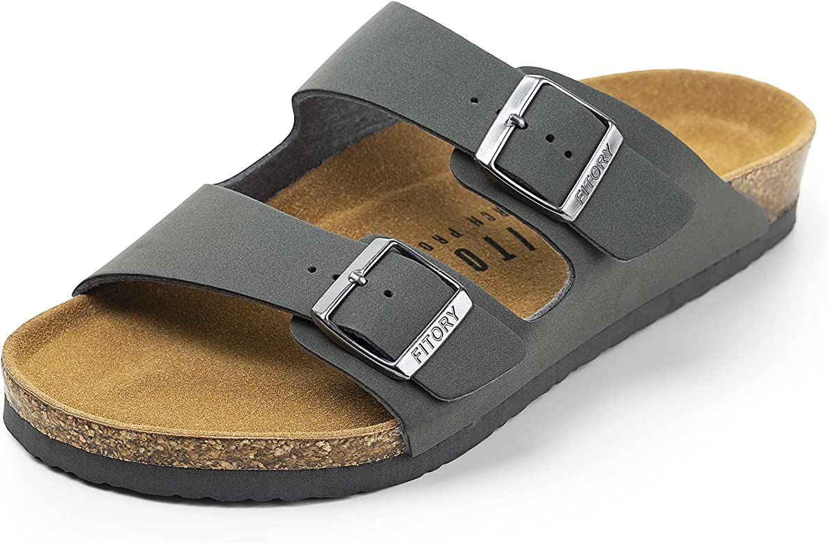 FITORY Mens Sandals, Arch Support Slides with Adjustable Buckle Straps and Cork Footbed Size 7-13 | Amazon (US)