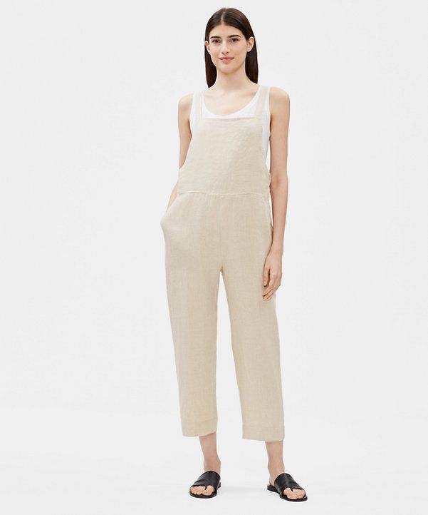 Organic Linen Cropped Jumpsuit | Eileen Fisher
