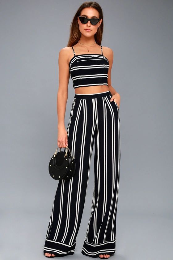 Coastal Living Navy Blue and White Striped Two-Piece Jumpsuit | Lulus (US)