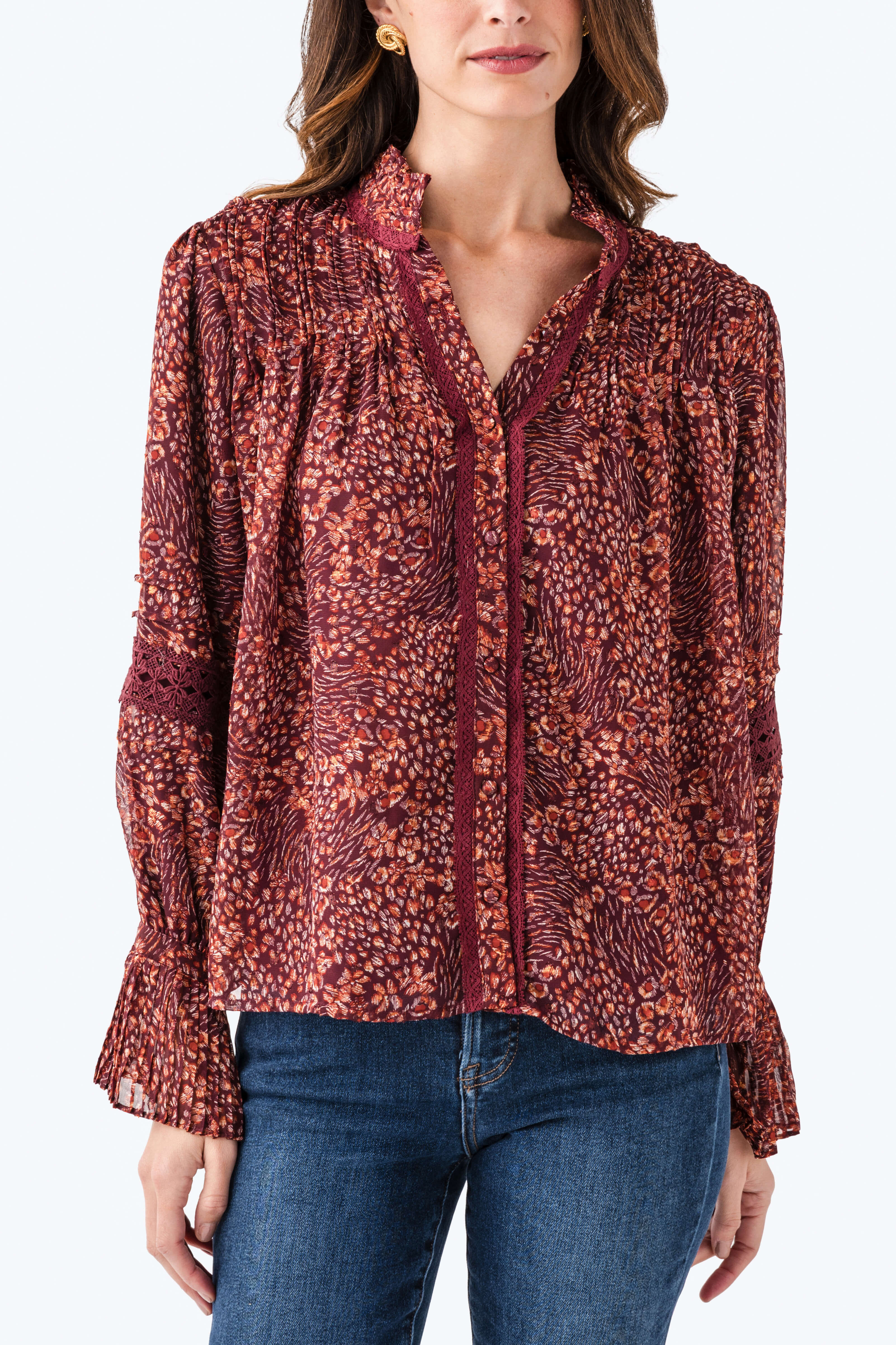 Fate Floral Print Lace Trimmed Top | Social Threads