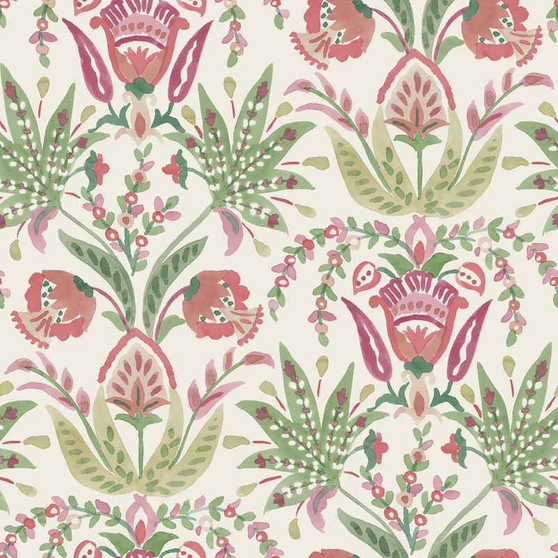 Seaside Jacobean Floral Wallpaper | Wayfair North America
