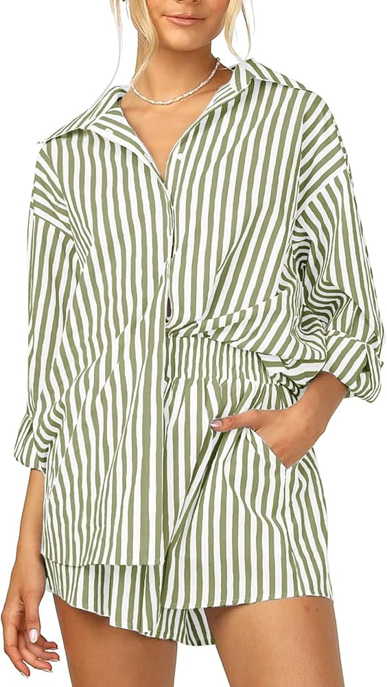 Women’s 2 Piece Casual Sets Tracksuits Outfits Sets Relaxed Long Sleeve Shirt Loose High Waisted Sid | Amazon (US)