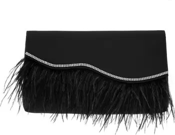 Nina Kaidy Feather Trim Satin Clutch | Nordstrom | Nordstrom