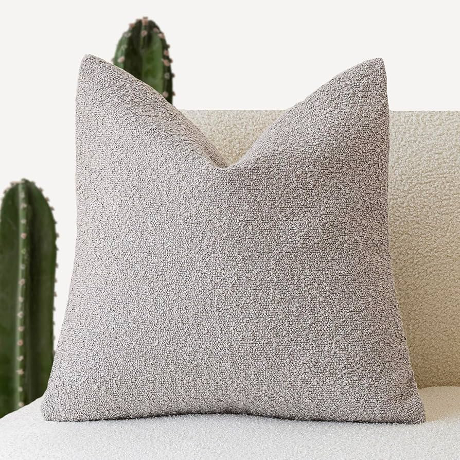 Foindtower Textured Boucle Throw Pillow Covers Accent Solid Pillow Cases Cozy Soft Decorative Cou... | Amazon (US)