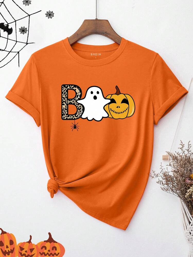 SHEIN EZwear T-Shirt mit Halloween Muster, | SHEIN