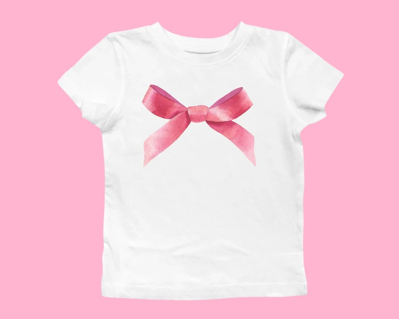 Coquette Soft Pink Bow Baby Tee Pinterest Girlcore Aesthetic - Etsy | Etsy (US)