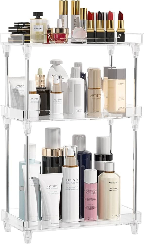 Bathroom Organizer Countertop, 3-Tier Vanity Tray Corner Shelf for Makeup Cosmetic Perfume Skinca... | Amazon (US)