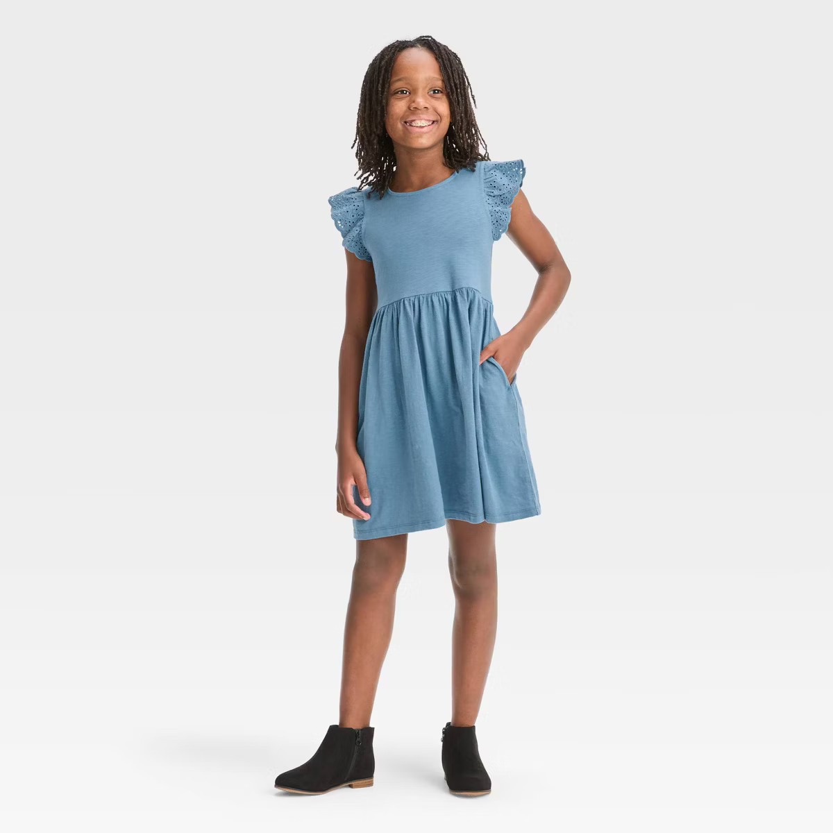 Girls' Short Eyelet Sleeve Dress - Cat & Jack™ | Target