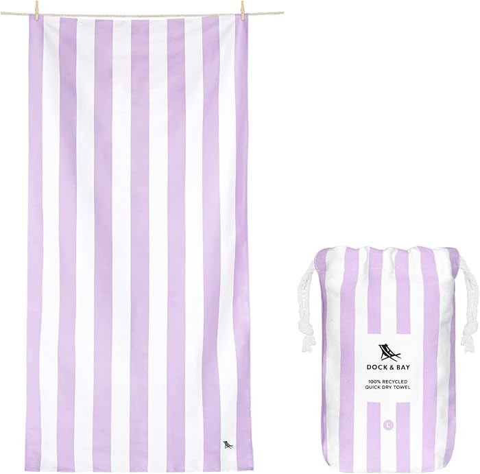 Dock & Bay Beach Towel - Quick Dry, Sand Free - Compact, Lightweight - 100% Recycled - Includes B... | Amazon (US)