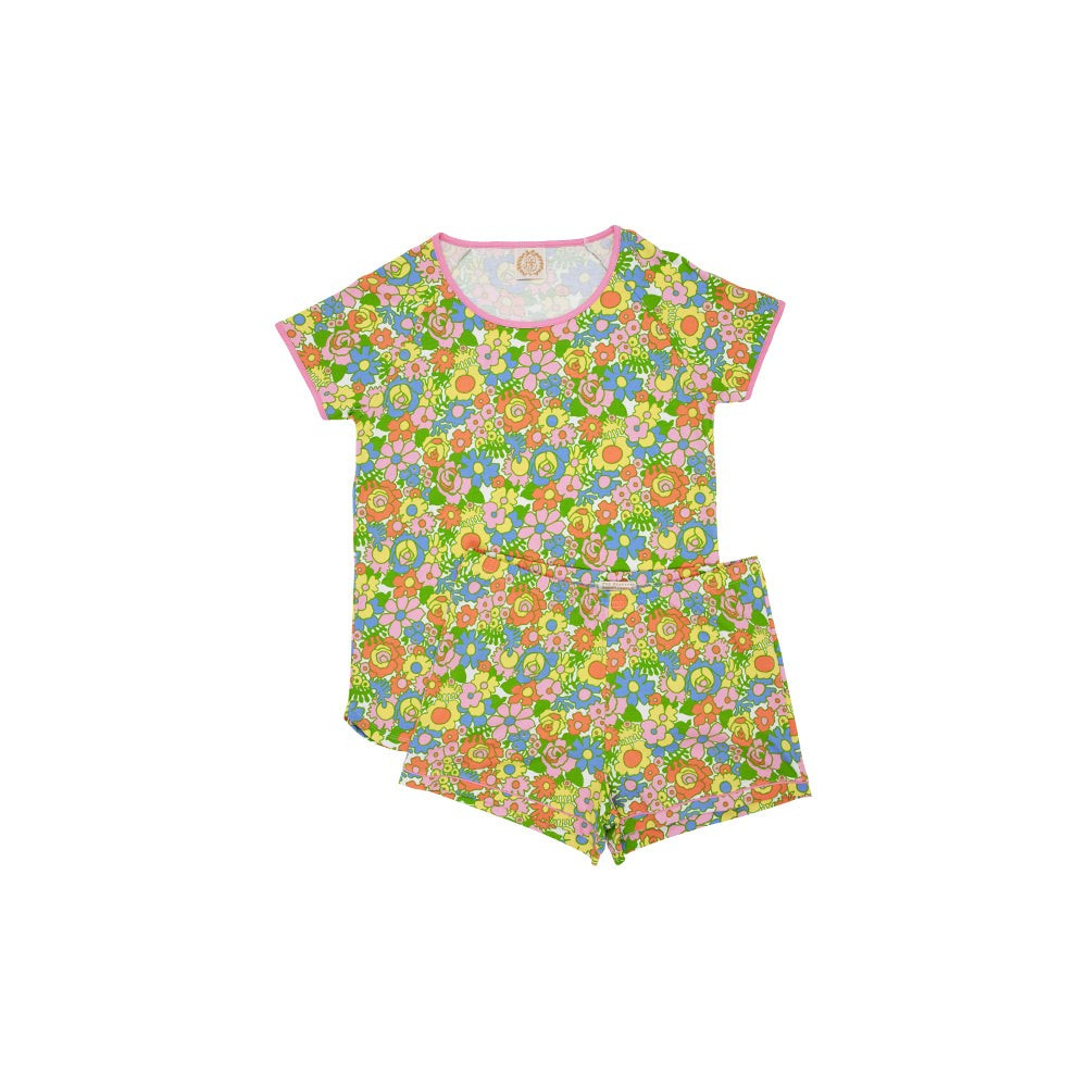 Shut Eye Short Set (Ladies) - Boca Raton Retro Floral with Hamptons Hot Pink | The Beaufort Bonnet Company