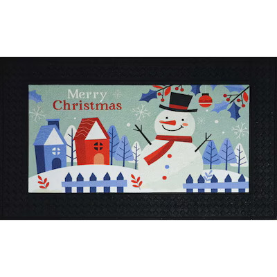 Holiday Living 18-in x 30-in Lightup Snowman Non-Slip Grip Outdoor Winter Door Mat Lowes.com | Lowe's