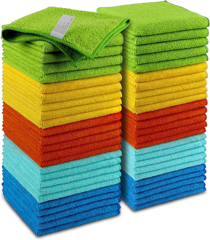 AIDEA Microfiber Cleaning Cloths-50 PK, Premium All-Purpose Car Cloth, Lint Free Dusting Cloth Cl... | Amazon (US)