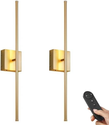 Battery Operated Wall Sconces with Remote Control, Dimmable Wall Sconces Set of Two, 350°Rotate,... | Amazon (US)