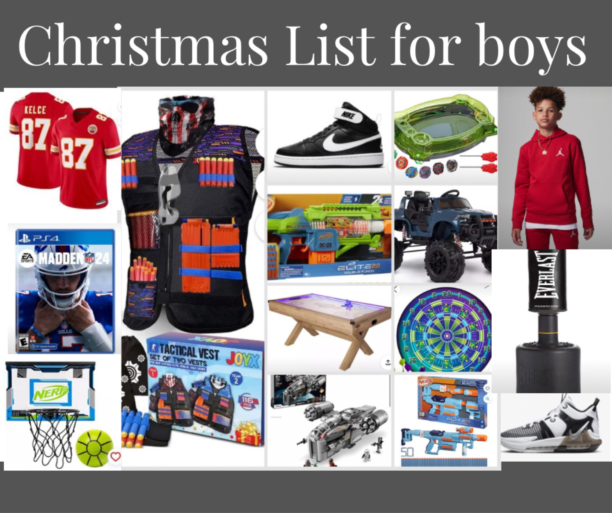 Christmas wish list for boys! #nike #nerf #arcade #legos #academy #target #fourwheeler #boysgiftguide 

#LTKCyberWeek #LTKGiftGuide #LTKkids