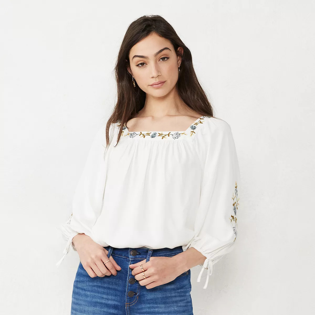 Women's LC Lauren Conrad Squareneck Volume-Sleeve Top | Kohl's