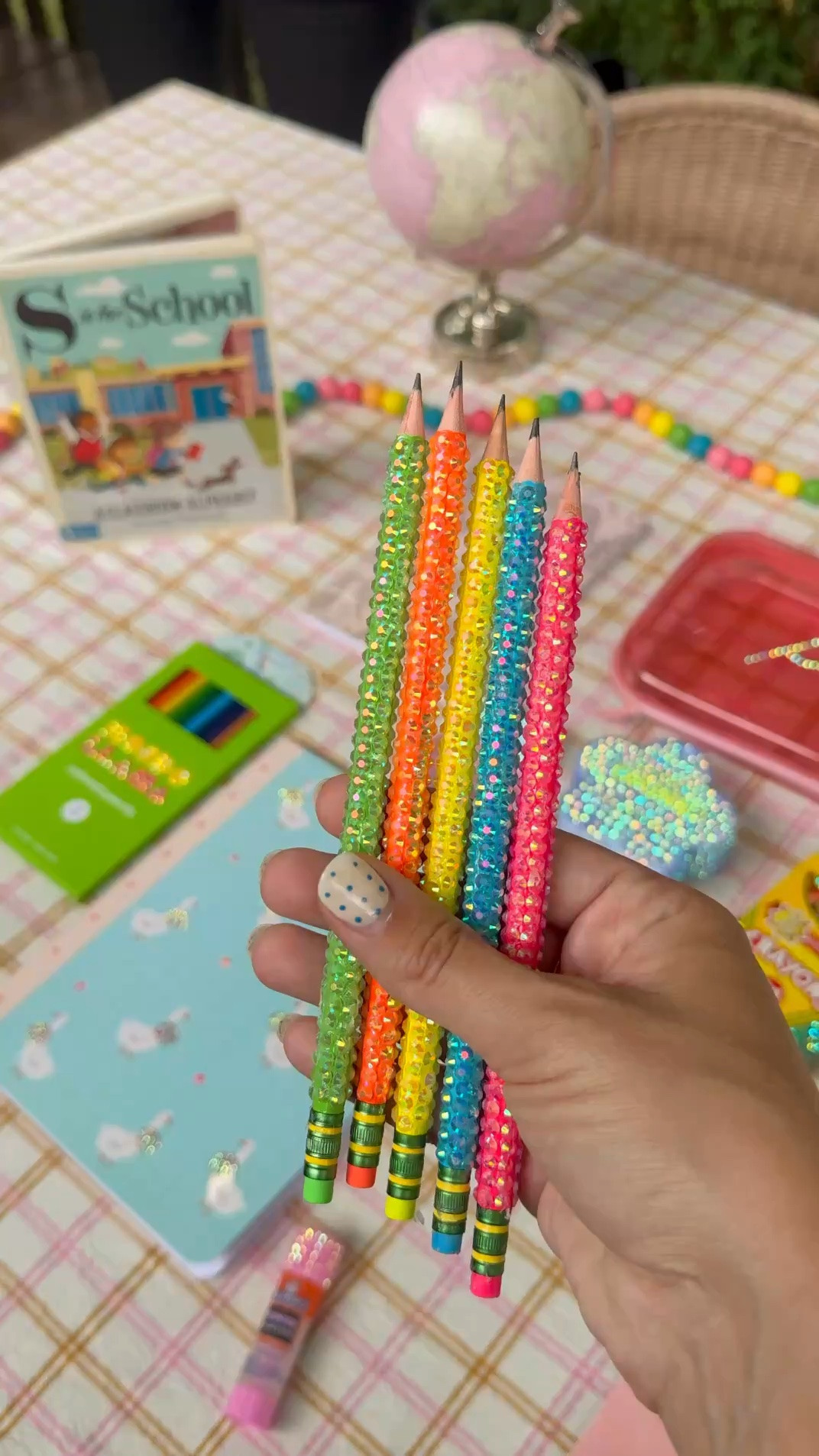 Spent 4 hours, 3,000 gems, and half a bottle of glue on 5 pencils ✏️ … and I’d do it again. 💎✂️ No such thing as too much sparkle.

#diybacktoschool #rhinestoneart #bedazzled #craftingideas #backtoschool2026