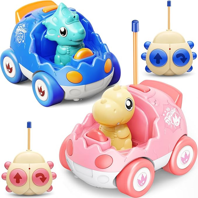 2 Pack Remote Control Car Toys for Girls 2 3 4 Years Old, Race Cars for Toddlers, Dinosaur Toys f... | Amazon (US)