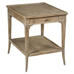 Open Box Woodbridge Collins French Vintage Brown Oak Rectangular Lamp Table | Kathy Kuo Home