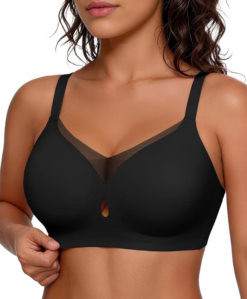 Popilush Wireless Bras for Women - Push Up Full Coverage Seamless Supportive Bra Mesh Crossover N... | Amazon (US)