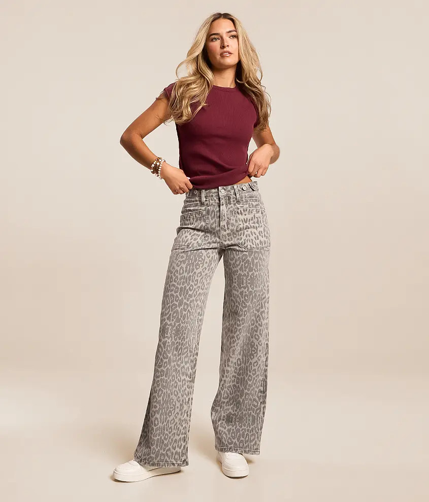 Olivia Leopard Wide Leg Stretch Jean | Buckle