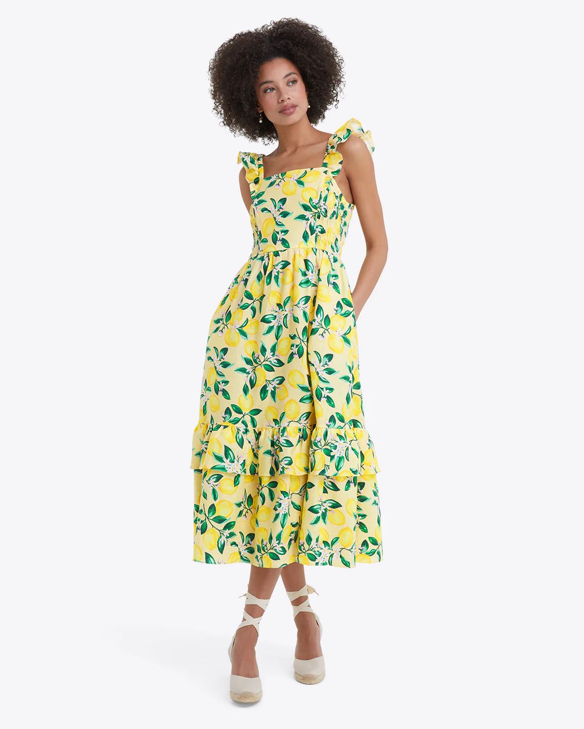 Carrie Midi Dress in Lemon Blossom | Draper James (US)