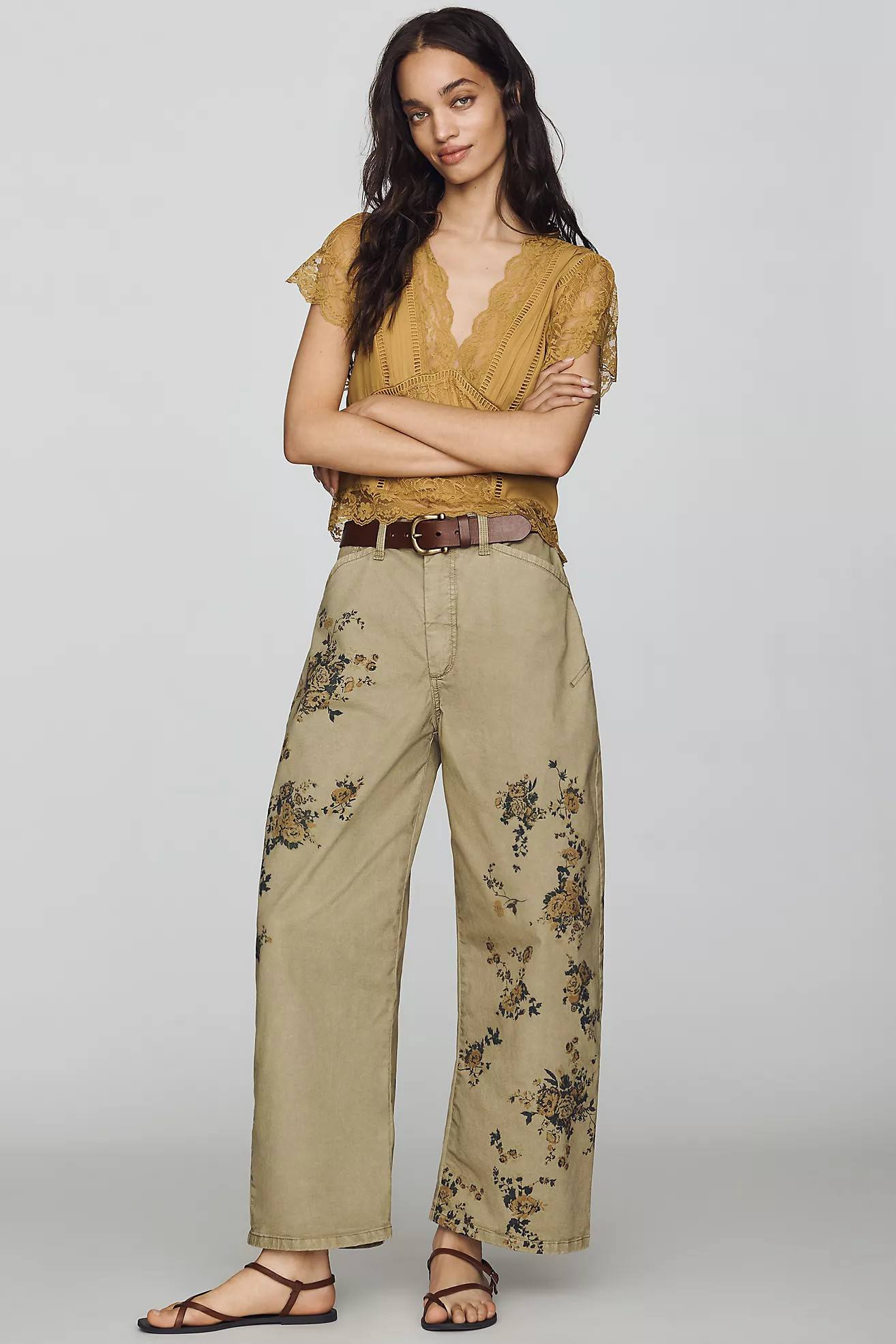 Pilcro Kayden High-Rise Embroidered Carpenter Barrel Jeans | Anthropologie (US)