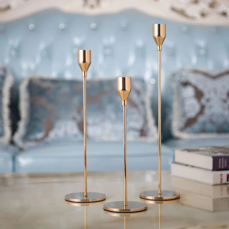 3 Piece Metal Tabletop Candlestick Set | Wayfair North America