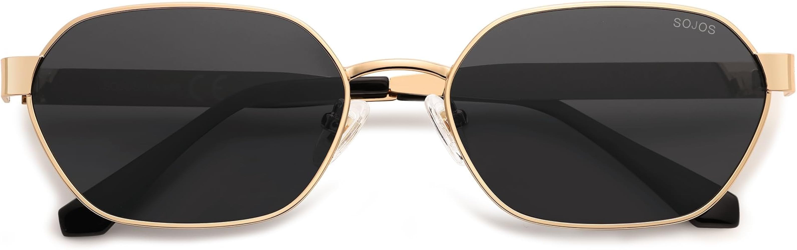 SOJOS Trendy Polarized Hexagon Sunglasses for Women Men, UV400 Retro Rectangle Shades SJ1238 | Amazon (US)